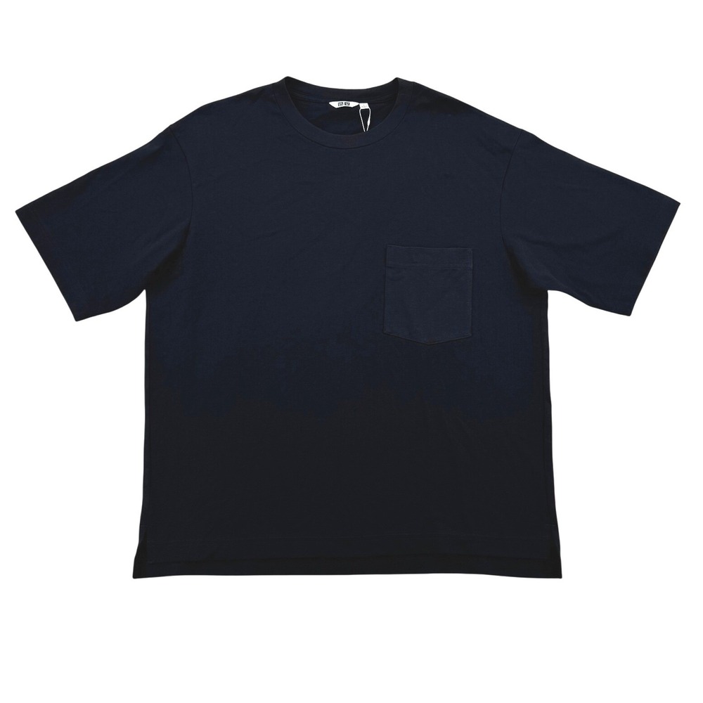 Uniqlo U Oversized Crew Neck T-Shirt Mens L Black NWT Pocket Tee 341-433031